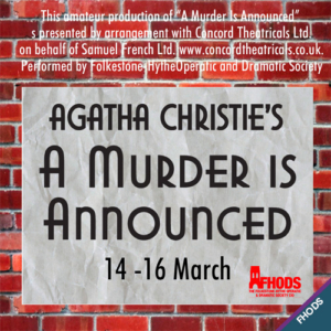 A Murder Is Announced. 14-16 March 2024. A FHODS show directed by Caroline Dowling.